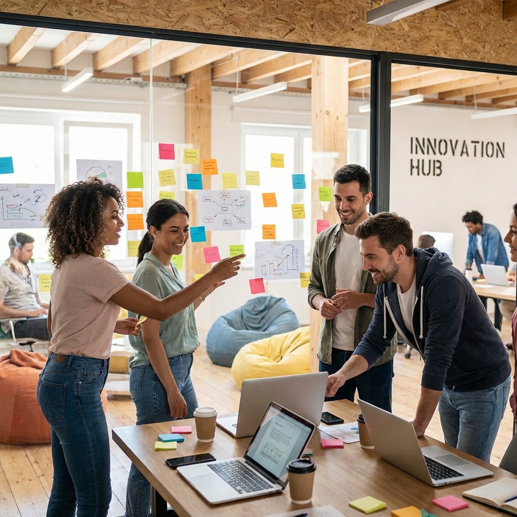 Team working on a startup project