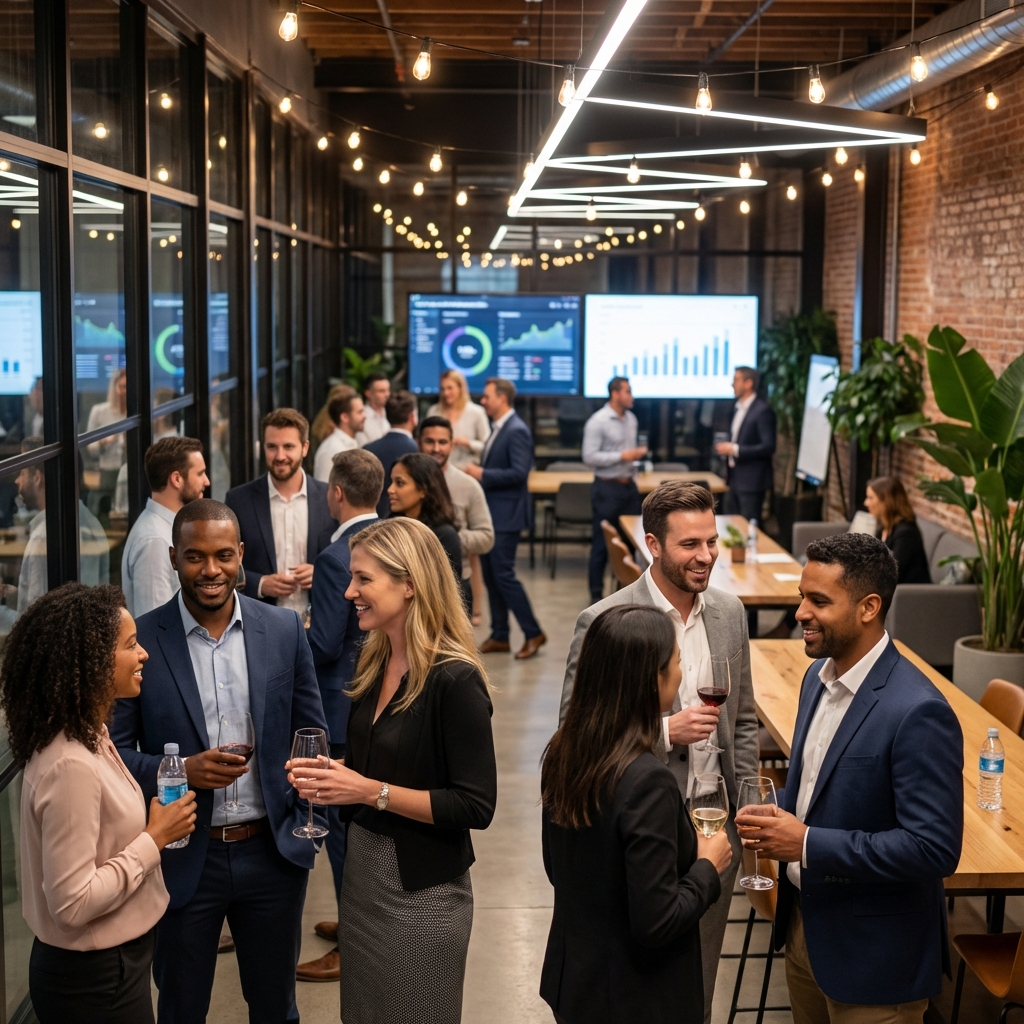People networking at a hub event