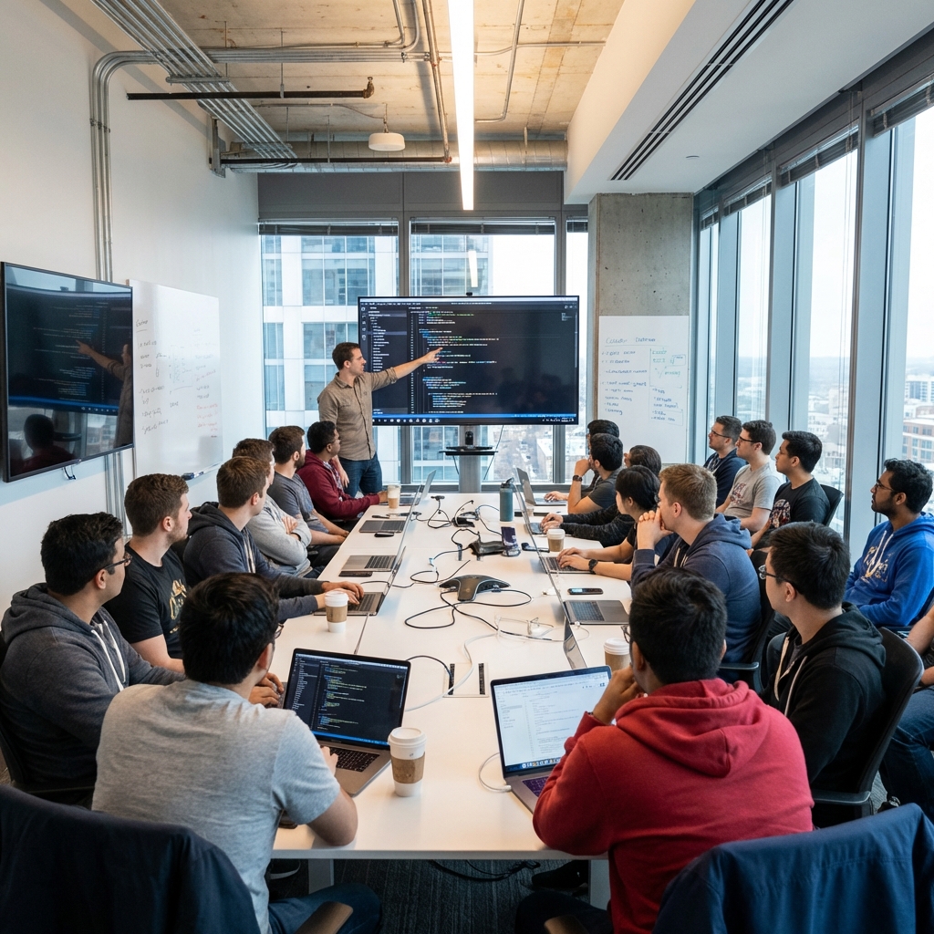 Attendees at a tech workshop